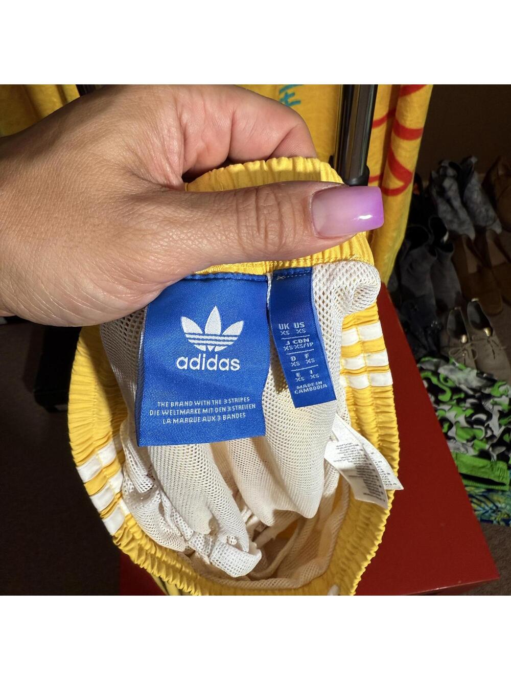 Adidas Yellow Vintage Athletic Swim Shorts with Stripes - Picture 3 of 7